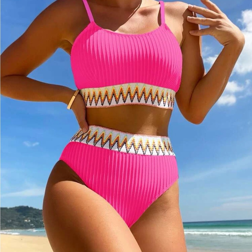 Pink Textured Bikini